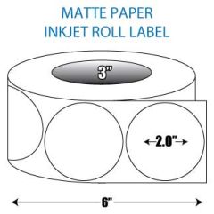 2" Circle Matte Inkjet Roll Label - 3" ID Core, 6" OD