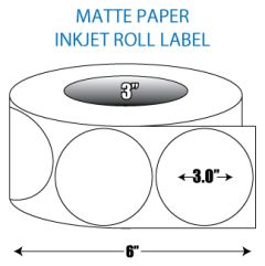 3" Circle Matte Inkjet Roll Label - 3" ID Core, 6" OD