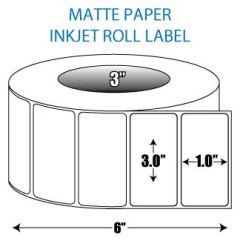 3" x 1" Matte Inkjet Roll Label - 3" ID Core, 6" OD