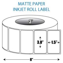 3" x 1.5" Matte Inkjet Roll Label - 3" ID Core, 6" OD