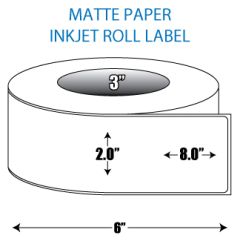 2" x 8" Matte Inkjet Roll Label - 3" ID Core, 6" OD