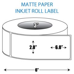 2" x 6" Matte Inkjet Roll Label - 3" ID Core, 6" OD