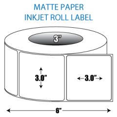 3" x 3" Matte Inkjet Roll Label - 3" ID Core, 6" OD