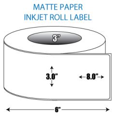 3" x 8" Matte Inkjet Roll Label - 3" ID Core, 6" OD