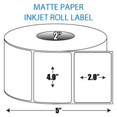 4" x 2" Matte Inkjet Roll Label - 2" ID Core, 5" OD