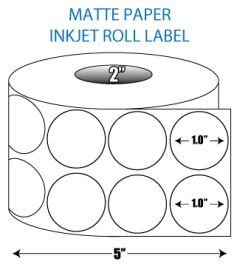 1" 2-up Circle Matte Inkjet Roll Label - 2" ID Core, 5" OD