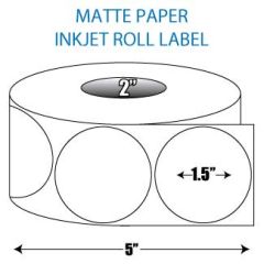 1.5" Circle Matte Inkjet Roll Label - 2" ID Core, 5" OD