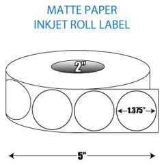 1.375" Circle Matte Inkjet Roll Label - 2" ID Core, 5" OD