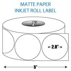 2" Circle Matte Inkjet Roll Label - 2" ID Core, 5" OD