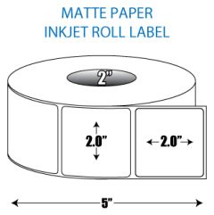 2" x 2" Matte Inkjet Roll Label - 2" ID Core, 5" OD