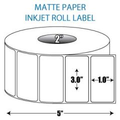 3" x 1" Matte Inkjet Roll Label - 2" ID Core, 5" OD