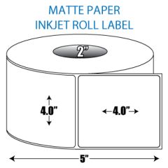 4" x 4" Matte Inkjet Roll Label - 2" ID Core, 5" OD
