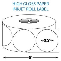 2.5" Circle High Gloss Label - 2" ID Core, 5" OD