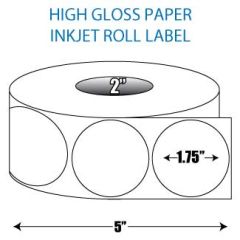 1.75" Circle High Gloss Label - 2" ID Core, 5" OD