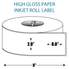 2" x 8" High Gloss Inkjet Roll Label - 2" ID Core, 5" OD