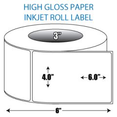 4" x 6" High Gloss Inkjet Roll Label - 3" ID Core, 6" OD