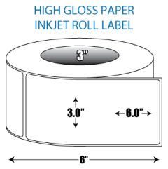 3" x 6" High Gloss Inkjet Roll Label - 3" ID Core, 6" OD
