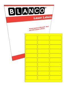 Sheeted Label: 1 in. x 2-5/8 in. FLUORESCENT Laser Fluorescent Yellow 100 Sheets