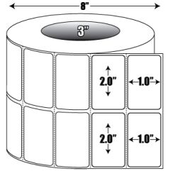 Direct Thermal: 2 in. x 1 in. 2-up General Purpose Roll Label - 3 inch core