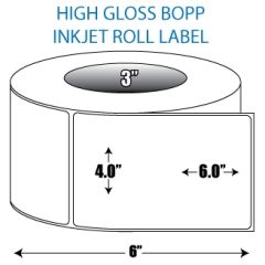 4" x 6" BOPP High Gloss Inkjet Roll Label - 3" ID Core, 6" OD