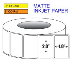 2" x 1" Matte Inkjet Roll Label - 3" ID Core, 8" OD