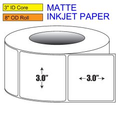 3" x 3" Matte Inkjet Roll Label - 3" ID Core, 8" OD