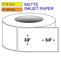 3" x 5" Matte Inkjet Roll Label - 3" ID Core, 8" OD