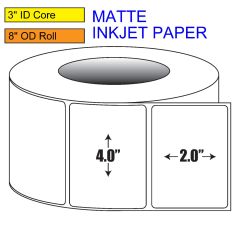 4" x 2" Matte Inkjet Roll Label - 3" ID Core, 8" OD