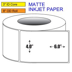 4" x 6" Matte Inkjet Roll Label - 3" ID Core, 8" OD