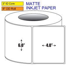 6" x 4" Matte Inkjet Roll Label - 3" ID Core, 8" OD