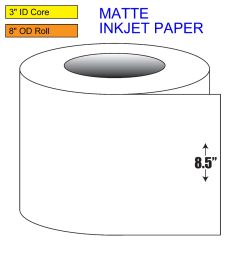 8.5" Continuous High Matte Inkjet Roll Label - 3" ID Core, 8" OD