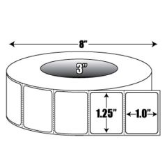 Direct Thermal: 1.25  in. x 1 in. Cold Temperature Roll Label - 3 inch core