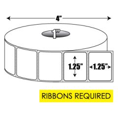 Thermal Transfer: 1.25 in. x 1.25 in.  General Purpose Roll Label - 1 inch core