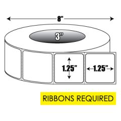 Thermal Transfer: 1.25 in. x 1.25 in.  General Purpose Roll Label - 3 inch core