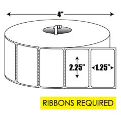 Thermal Transfer: 2.25 in. x 1.25 in.  General Purpose Roll Label - 1 inch core