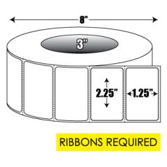 Thermal Transfer: 2.25 in. x 1.25 in.  General Purpose Roll Label - 3 inch core