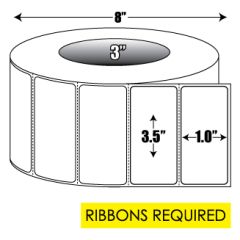 Thermal Transfer: 3.5 in. x 1 in. General Purpose Roll Label - 3 inch core