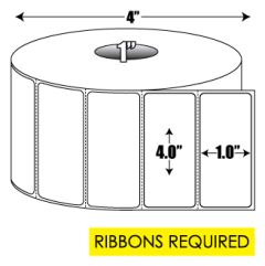 Thermal Transfer: 4 in. x  1 in. General Purpose Roll Label - 1 inch core