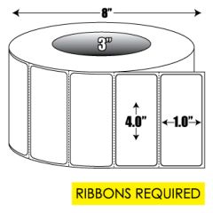 Thermal Transfer: 4 in. x  1 in. General Purpose Roll Label - 3 inch core