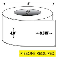 Thermal Transfer: 4 in. x  9.375 in. Weatherproof Roll Label - 3 inch core