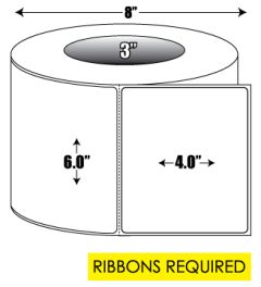 Thermal Transfer: 6 in. x  4 in. General Purpose Roll Label - 3 inch core
